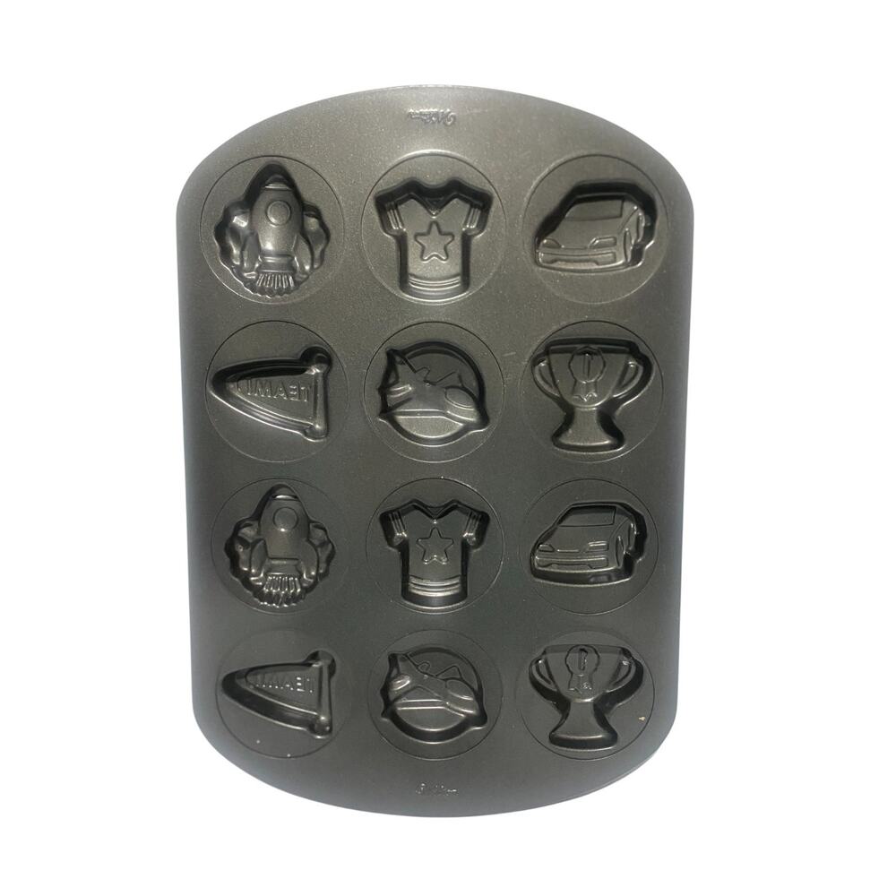 Wilton Cookie Mold Pan Car Rocket Pennant Trophy Sports Plane